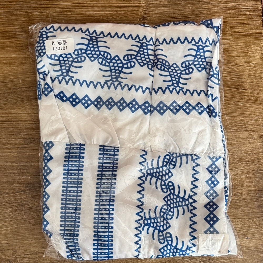 Blue and White Tribal Like Patterned Lightweight Sundress - Picture 10 of 12